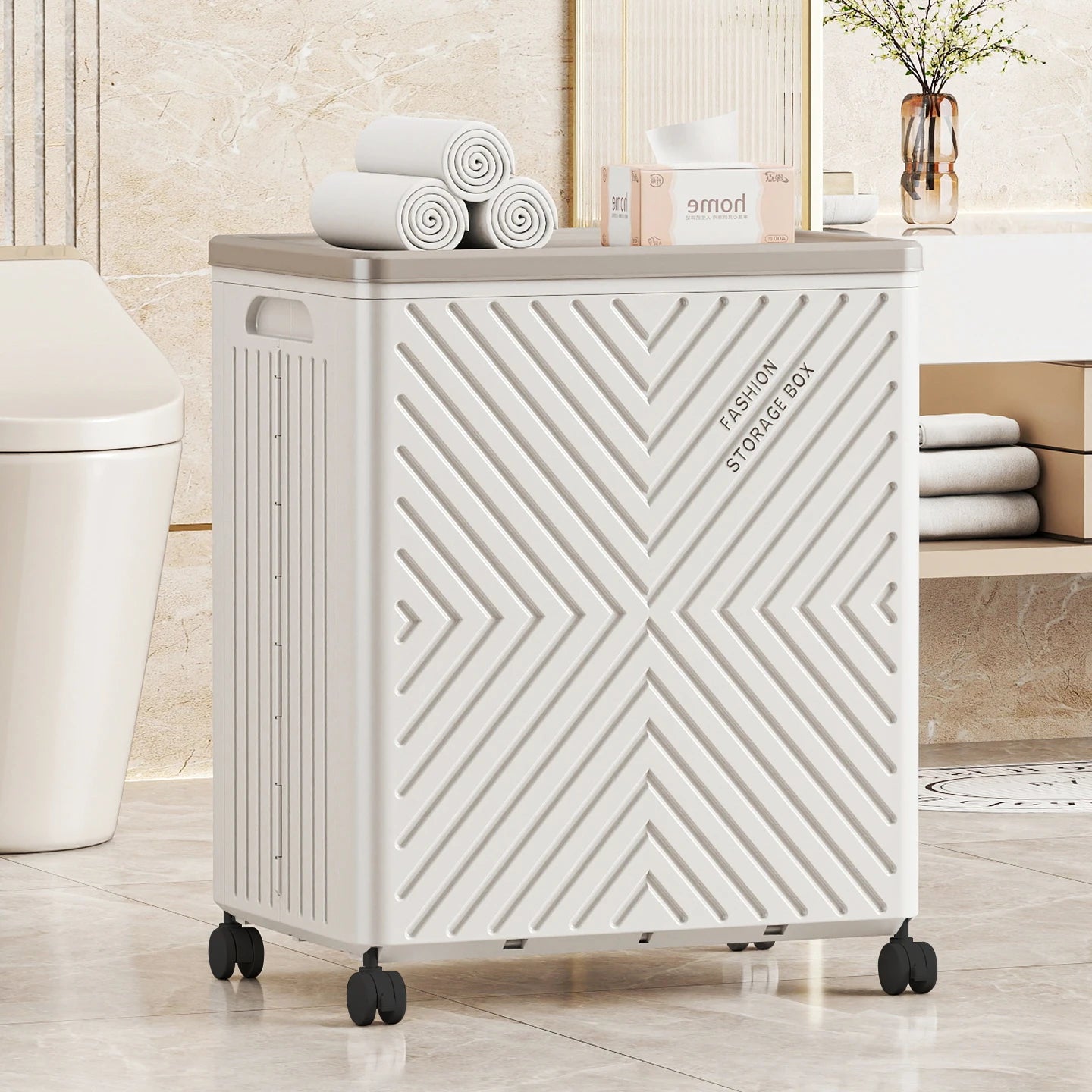 Hot  Styles Portable and Foldable Plastic Clothing Storage with Wheel Plastic Storage