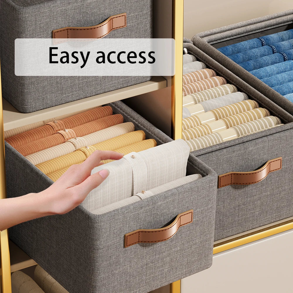 Modern Rectangle Foldable Wardrobe Storage Organizer Fabric Storage and Display Boxes for Warehouse Use