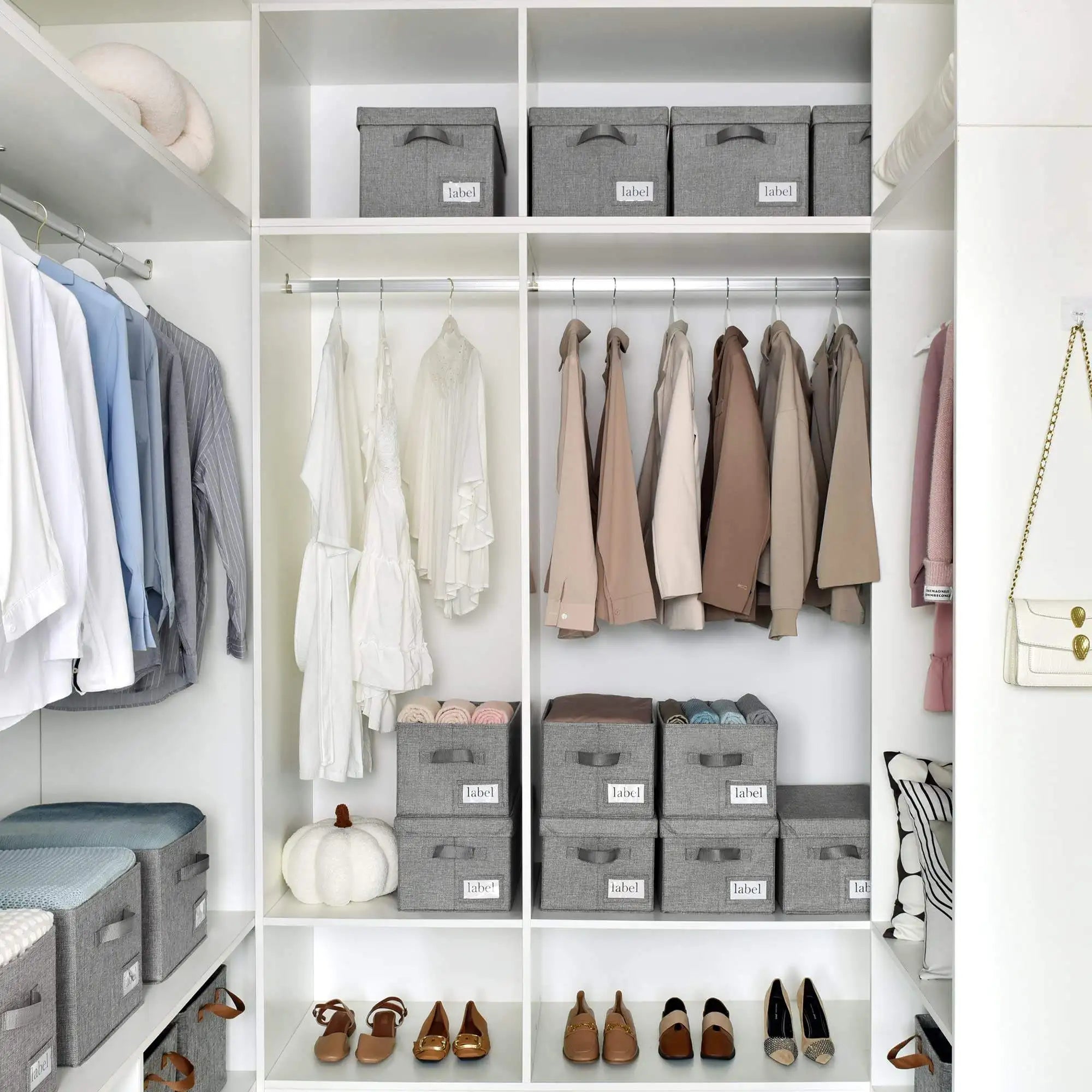 Fabric Storage Bin With Lid. Storage Boxes for Shelves.loset Storage Containers With Lids and Handles