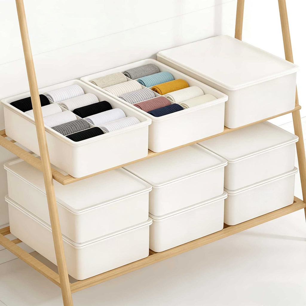 3-Layer PP Plastic Rectangle Storage Box Space-Saving Multifunction Clothing Organizer