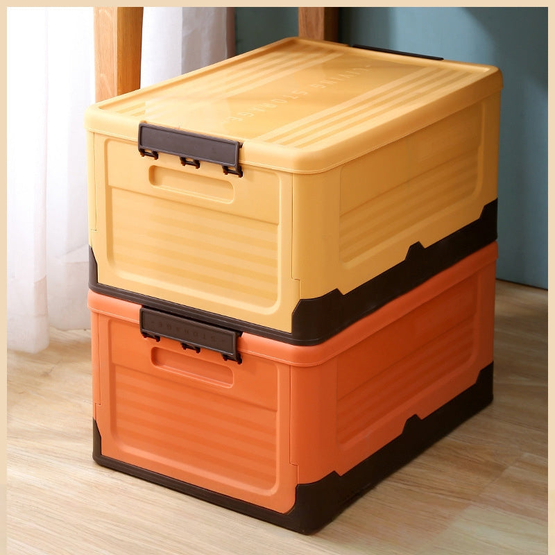 Multifunctional Foldable Plastic Storage Box with Lid Portable Organizer for Sundries and Daily Supplies