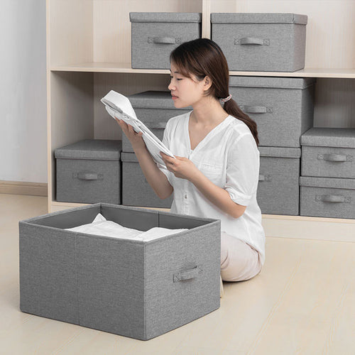 Fabric Storage Bin with Lid Storage Boxes for Shelves Closet Organizer Containers with Handles