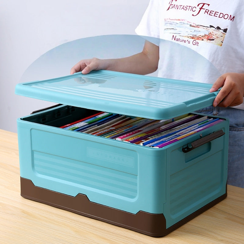 Multifunctional Foldable Plastic Storage Box with Lid Portable Organizer for Sundries and Daily Supplies