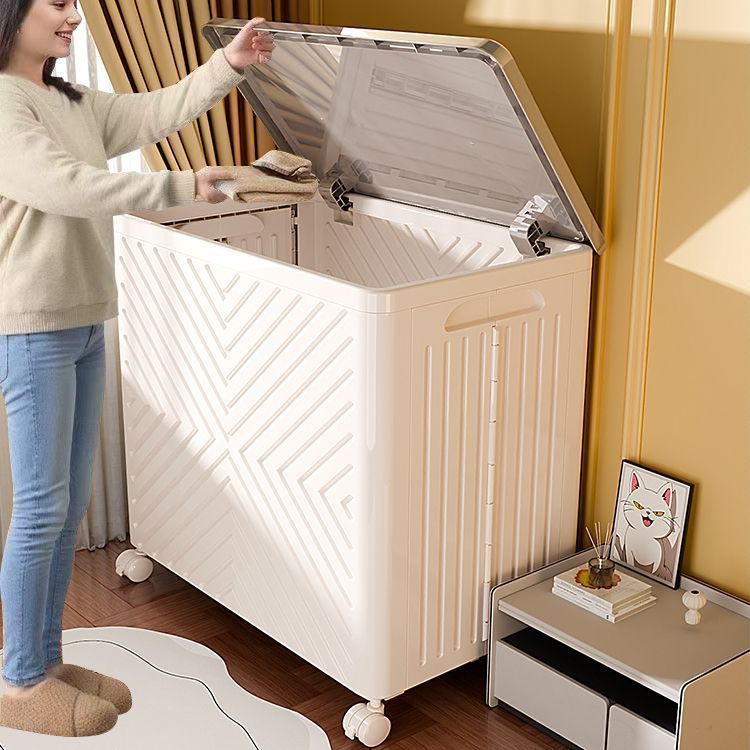 Trending Portable Foldable Plastic Storage Bin with Wheels for Clothing Organization