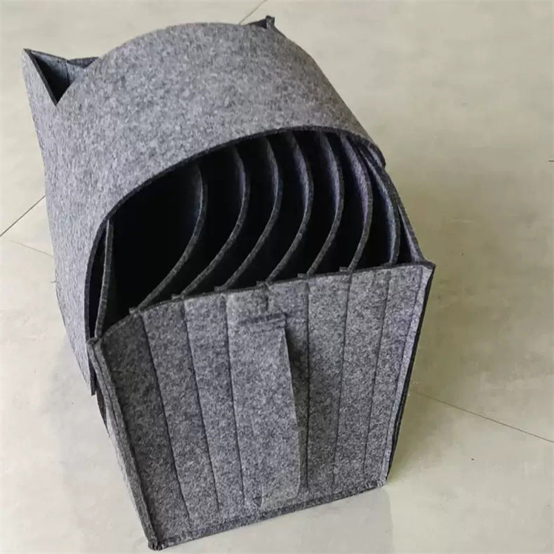 Felt Storage Basket with Handle Plate Versatile Fabric Organizer for Plates and Dish Containers