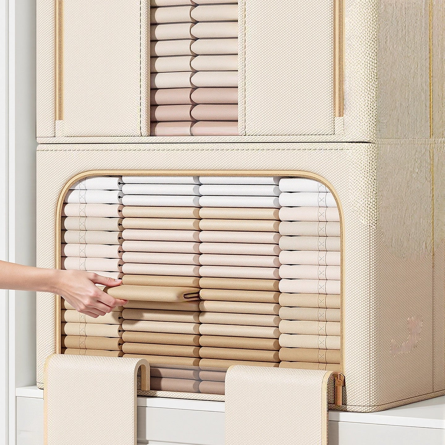 Large Capacity Closet Storage Bins Transparent Visible Foldable Portable Organizer Box