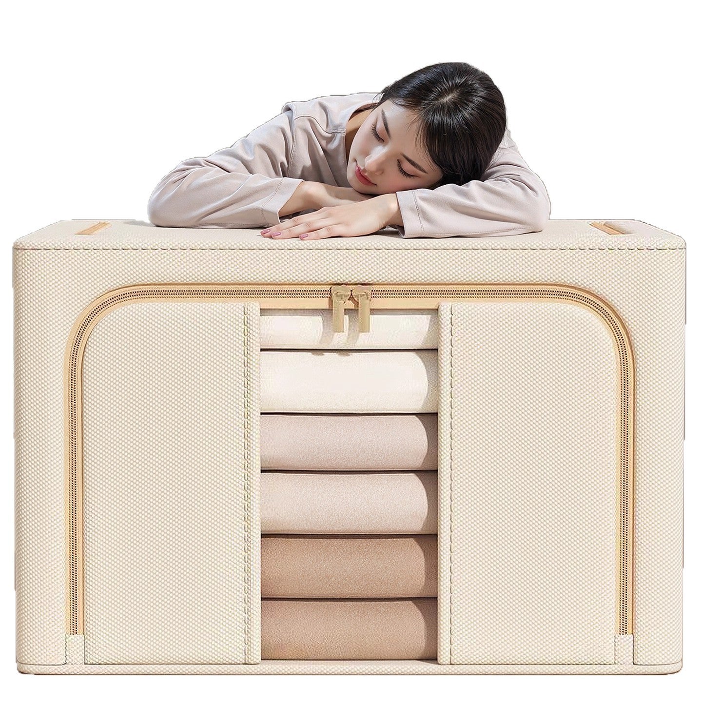 Large Capacity Closet Storage Bins Transparent Visible Foldable Portable Organizer Box