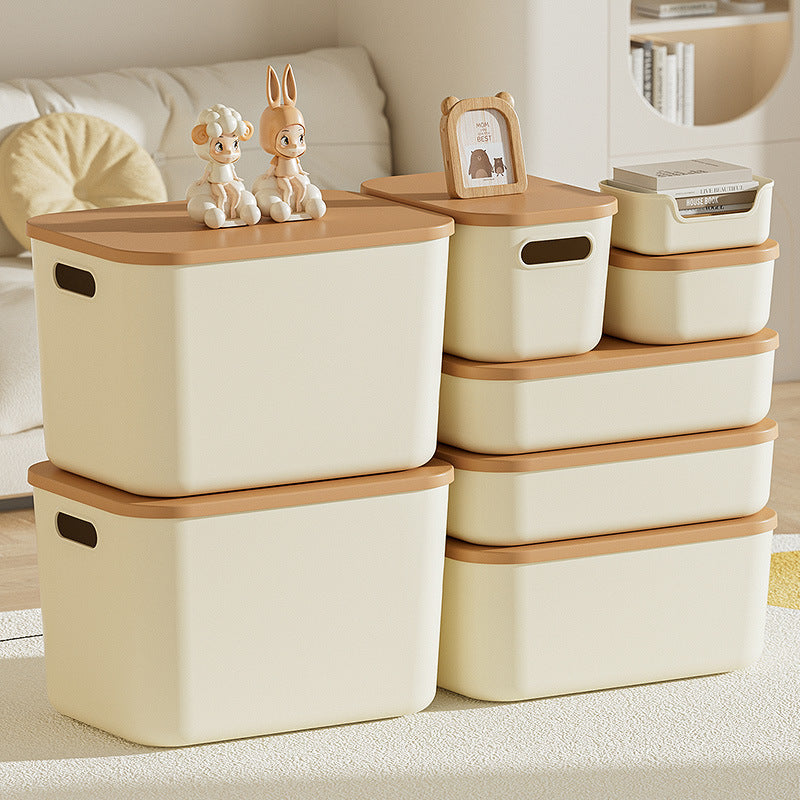 Plastic Storage Boxes with Lids for Home Use Desktop Wardrobe Clothing & Toy Organizing Household Bins