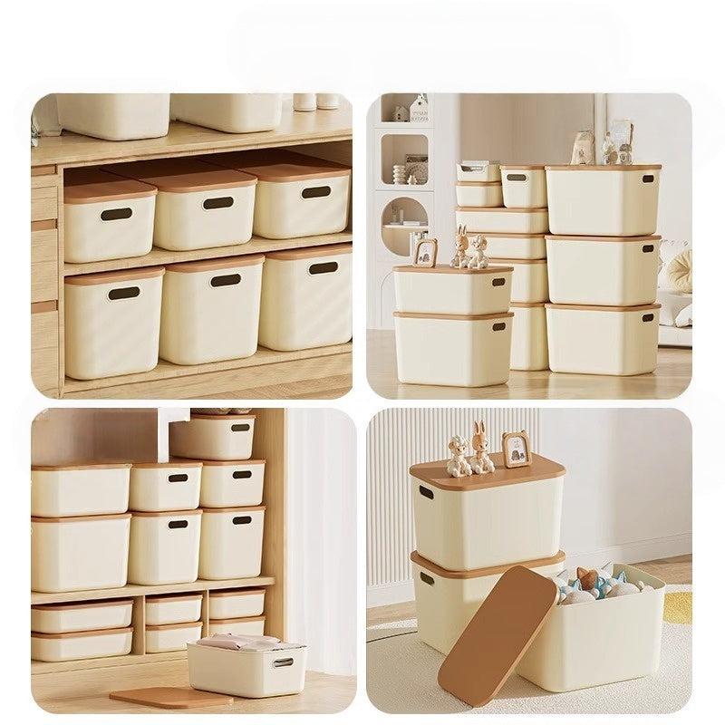 Plastic Storage Boxes with Lids for Home Use Desktop Wardrobe Clothing & Toy Organizing Household Bins